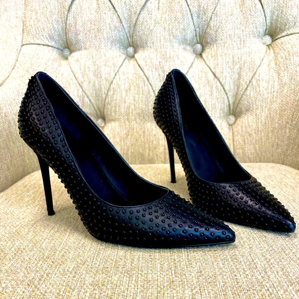 Guess midnight black leather high heels
